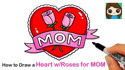 How To Draw A Heart With Roses For Mom ️🌹 Mothers Day Art Youtube