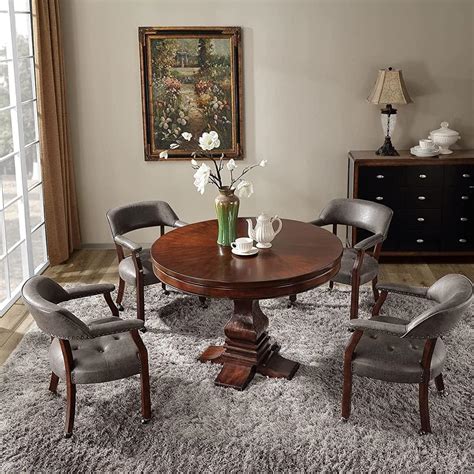 Leemtorig Set Of 6 Dining Chairs With Casters And Arms