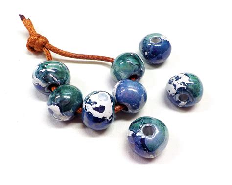 Round Ceramic Beads Handmade Enameled Ceramic Glazed Greek Ceramic Organic Round Large