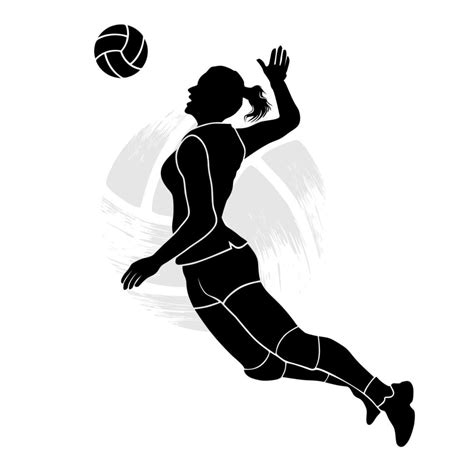 Girls volleyball player jumps to spike the ball. Vector illustration ...