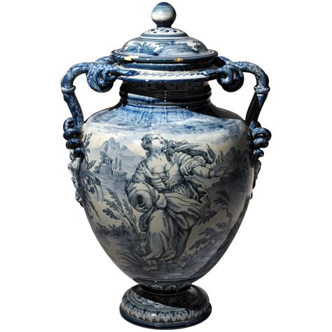 Lidded Blue And White Urn For Sale At 1stdibs