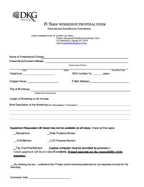 Fillable Online Deltakappagamma WORKSHOP PROPOSAL FORM Delta Kappa