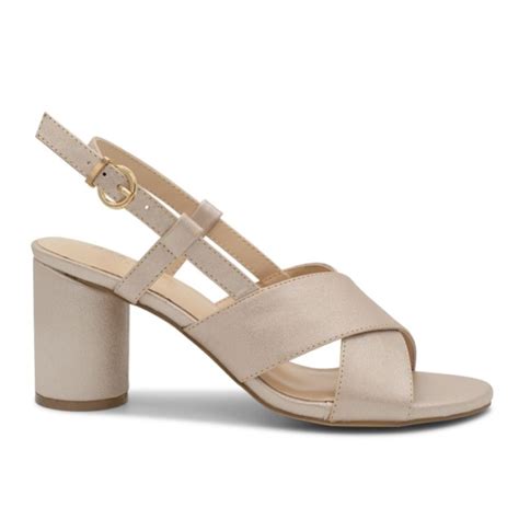 Paradox London Ilana Nude Shimmer Block Heel Slingback Sandals