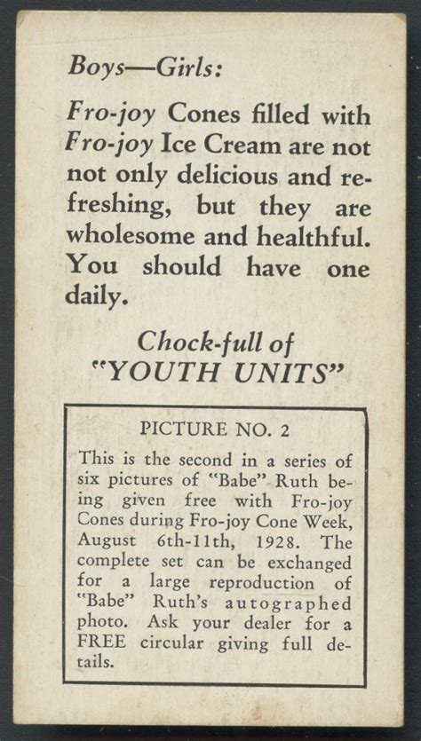 Fro Joy Ice Cream Babe Ruth Look Out Mr Pitcher New York