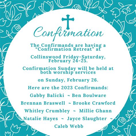 Blue Floral Confirmation Invitation First United Methodist Church