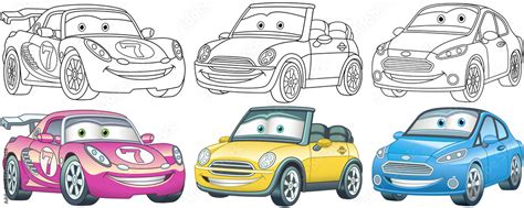 Cartoon cars. Coloring pages for kids. Colorful clipart characters ...