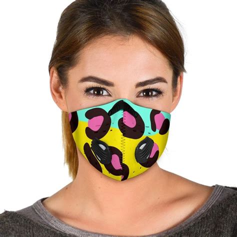 Yellow And Light Blue Neon Leopard Style Premium Protection Face Mask