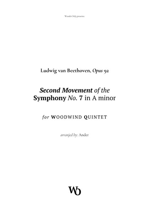 Symphony No 7 By Beethoven For Woodwind Quintet Arr Ander Sheet Music Bach Woodwind Ensemble