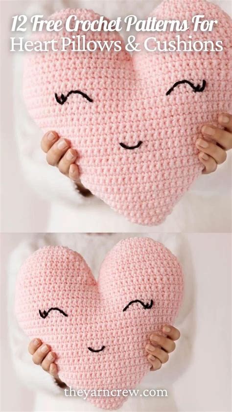 12 Free Crochet Patterns For Heart Pillows Cushions Video Collage