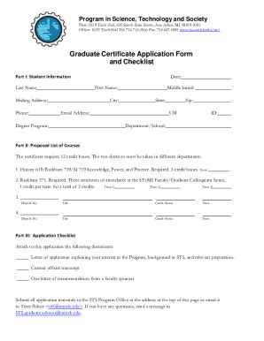 Fillable Online Lsa Umich Graduate Certificate Application Form And