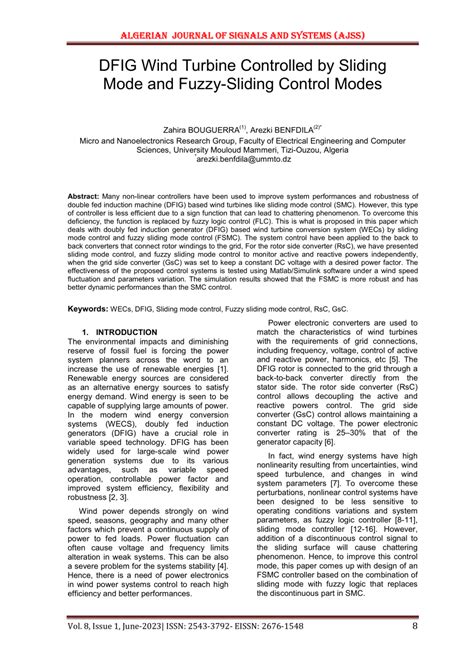 PDF DFIG Wind Turbine Controlled By Sliding Mode And Fuzzy Sliding