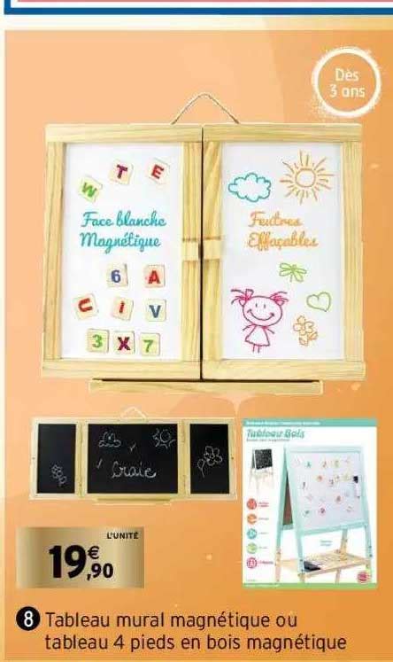 Promo Tableau Mural Magn Tique Ou Tableau Pieds En Bois Magn Tique