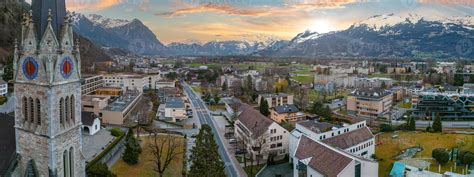 Aerial View Of Cathedral Of St Florin In Vaduz Liechtenstein 6970117