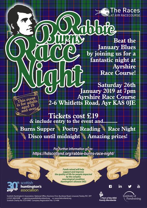 Rabbie Burns Race Night • Scottish Huntington's Association