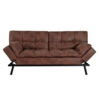 Zora Banquette Convertible Clic Clac 3 Places Simili Marron Et Pieds