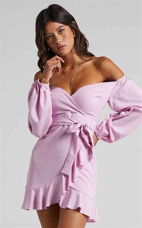 Cant Move On Off The Shoulder Mini Dress In Lilac Showpo Dresses