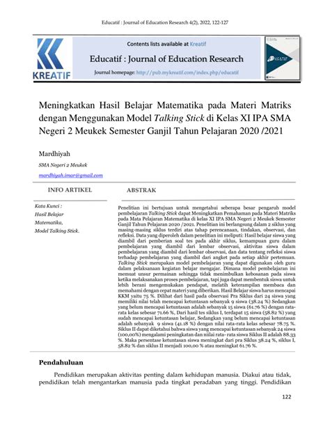 PDF Meningkatkan Hasil Belajar Matematika Pada Materi Matriks Dengan