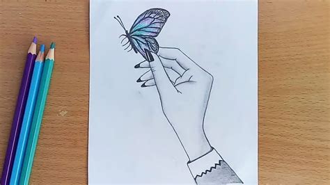 Pencil Drawing Hand With Butterfly ~ 22+ Hand Butterfly Drawing ...