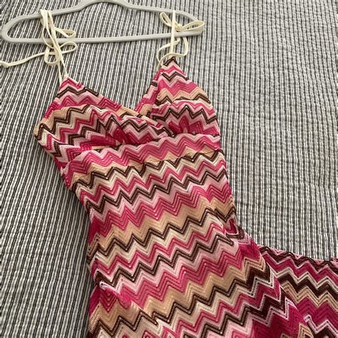 Crochet Maxi Dress Nude Lining Adjustable Tie Depop