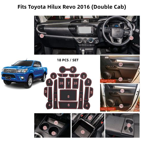 Anti Slip Rubber Mats For Toyota Hilux Revo 2016 Car Door Slot Mat Cup Holders Auto Interior