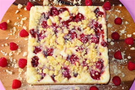 Lemon And Raspberry Cheesecake Streusel Bars Recipe Elle Grace Deveson