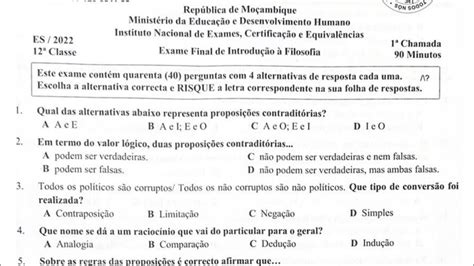 Resolu O Do Exame De Filosofia Classe Poca P G