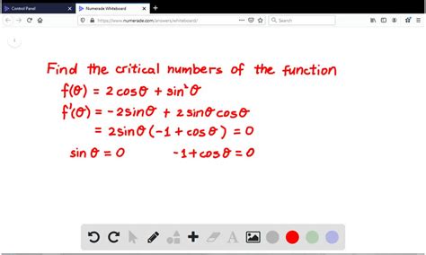 Solved Find The Critical Numbers Of The Function F Cos Sin