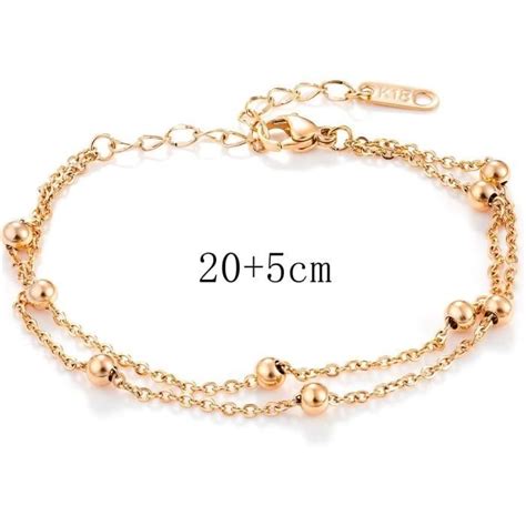 Lot De Bracelets De Cheville Pour Femme Or Rose Argent Double