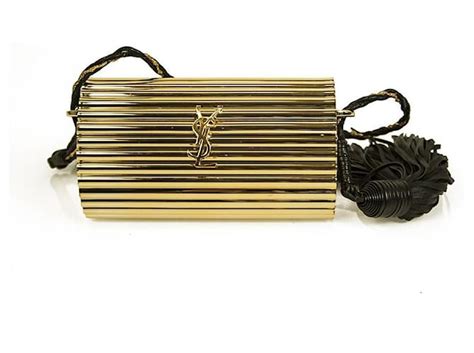 YSL Yves Saint Laurent Opium Gold Perspex Tassel Minaudière Box Bag