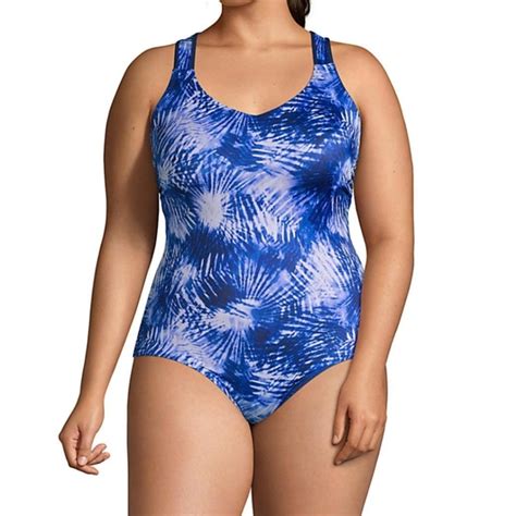 Lands End Swim Lands End Plus Size Chlorine Resistant Vneck