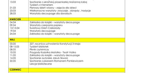 Gminna Biblioteka Publiczna W S U Ewie Harmonogram Imprez Kulturalnych