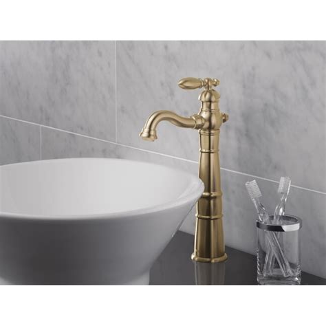 Delta Victorian Champagne Bronze 1 Handle Vessel Watersense Bathroom Sink Faucet In The Bathroom