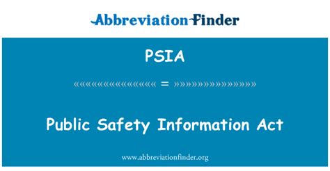 psia stands  public safety information act abbreviation finder