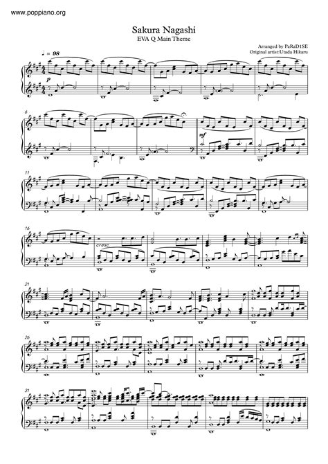 Hikaru Utada Sakura Nagashi Sheet Music Pdf Free Score Download ★