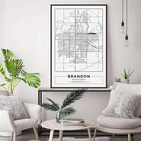 Brandon Map Print Brandon Map Poster Brandon Wall Art - Etsy