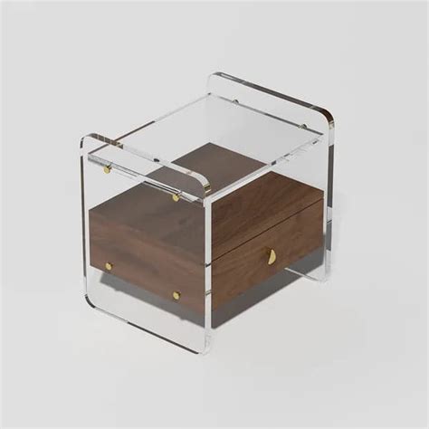 Modern Clear Acrylic Wood Nightstand with Storage & Shelf for Bedroom – Furnifure.com