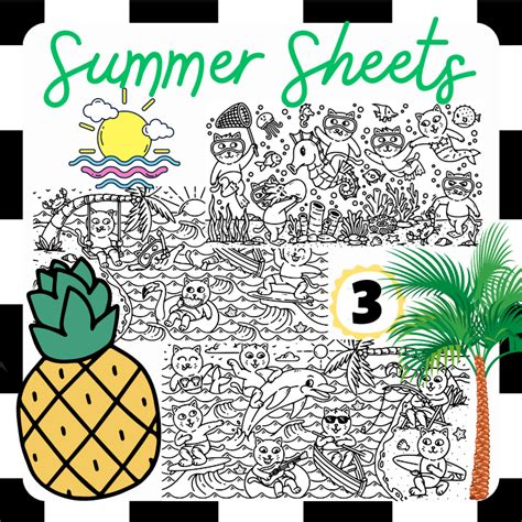 Good Vibes Cat Beach Summer Coloring Pages Summer Activity