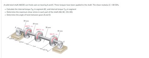 Solved A Solid Steel Shaft ABCDE Can Freely Spin On Bearing Chegg