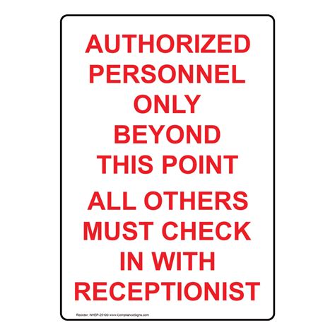 Portrait Authorized Personnel Only Sign Nhep 25100