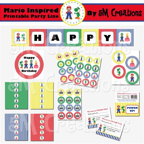 5M Creations: Mario Inspired Birthday Party - Mario Party Printable Package