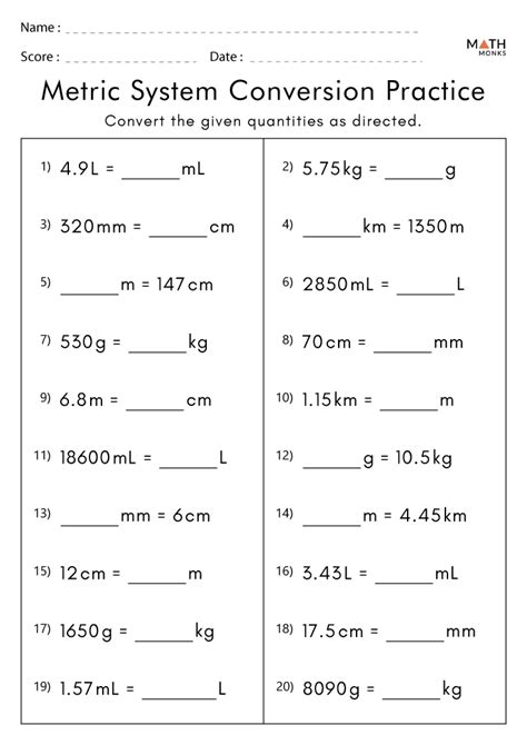 Metric Conversion Worksheets Math Monks Worksheets Library