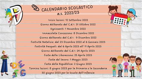 Calendario Attivita Scolastiche E Feste As 20222023 Istituto