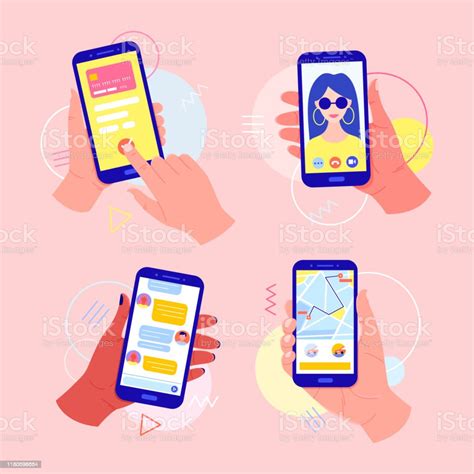 Hands Holding A Mobile Phone With Applications On The Screen Online