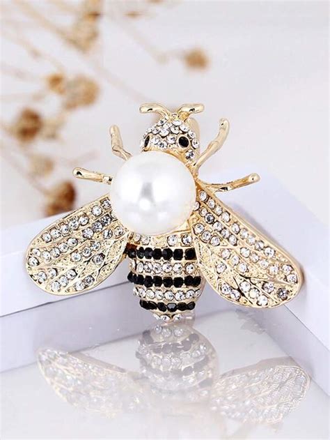 Femme Pi Ce Broche Fausse Perle Strass D Tail D Abeille Glamour