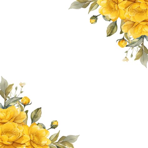 Floral Design In The Corner With Watercolor Style Yellow Flower Bouquet