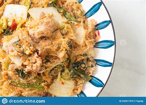 Stir Fried Thai Styled Sukiyaki Or Stir Fried Vermicelli With Pork And