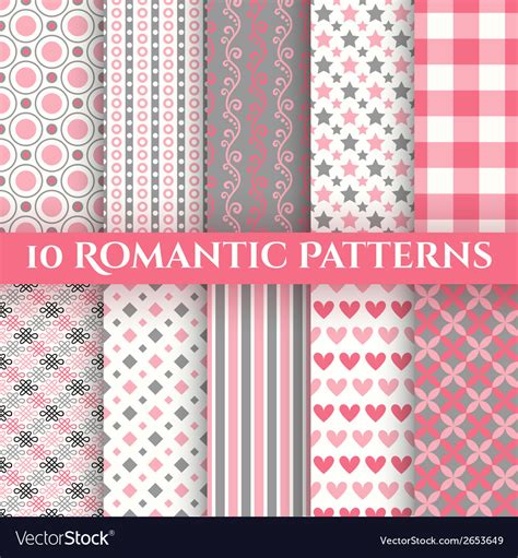 10 Romantic Seamless Patterns Tiling Royalty Free Vector