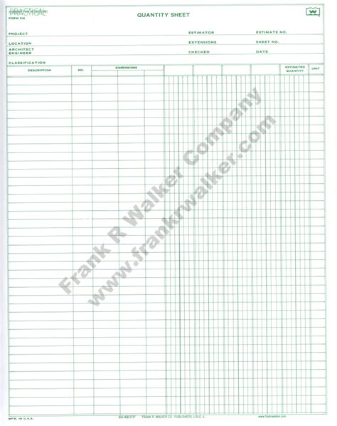 Frank R Walker Quantity Take Off Sheets 516