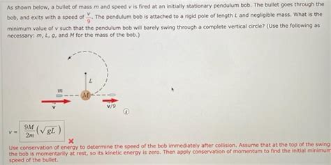 Solved As Shown Below A Bullet Of Mass M And Speed V Is Chegg