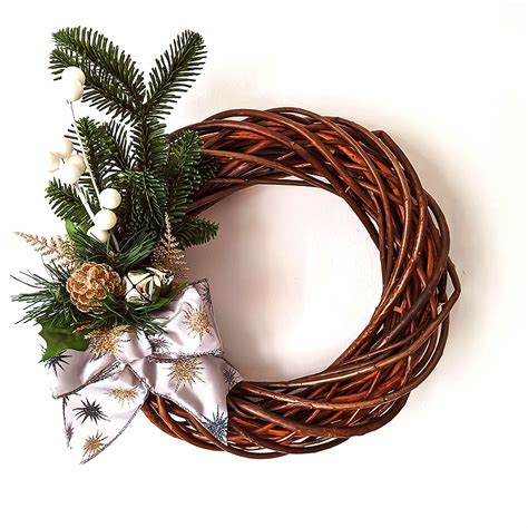 Handcrafted Christmas Natural Willow Wreath Pretty Rustic Things